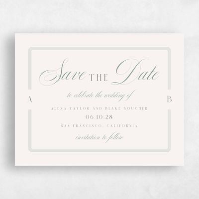 Rich Sage, Beige Wedding Save the Date - Felicity Type
