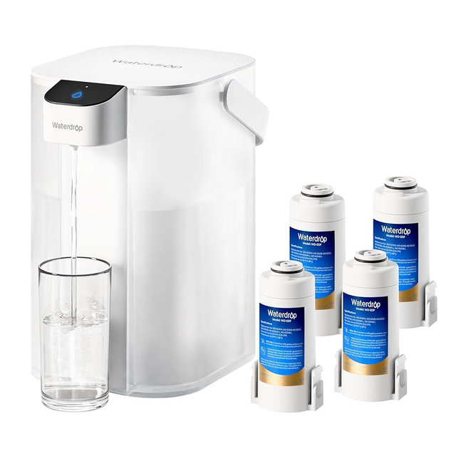 Waterdrop Rechargeable Water Filter Pitcher, Reduce 99.6% of Lead and 45+ Impurities, 1-Year Electric Water Dispenser, Instant 15-Cup Countertop System, NSF/ANSI 401&53&42&372, NOT Reduce TDS