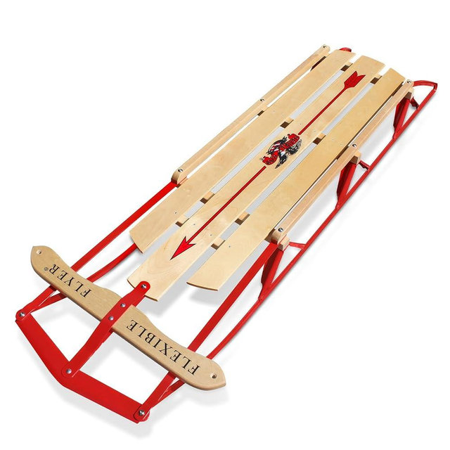Flexible Flyer Metal Runner Sled. Steel & Wood Steering Snow Slider