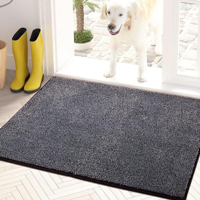 PURRUGS Dirt Trapper Indoor Door Mat 20" x 31.5", Non-Slip Machine Washable Entrance Rug, Shoes Scraper, Dog Door Mat, Super Absorbent Welcome mat for Front Door, Entry, Muddy Wet Shoes and Paws