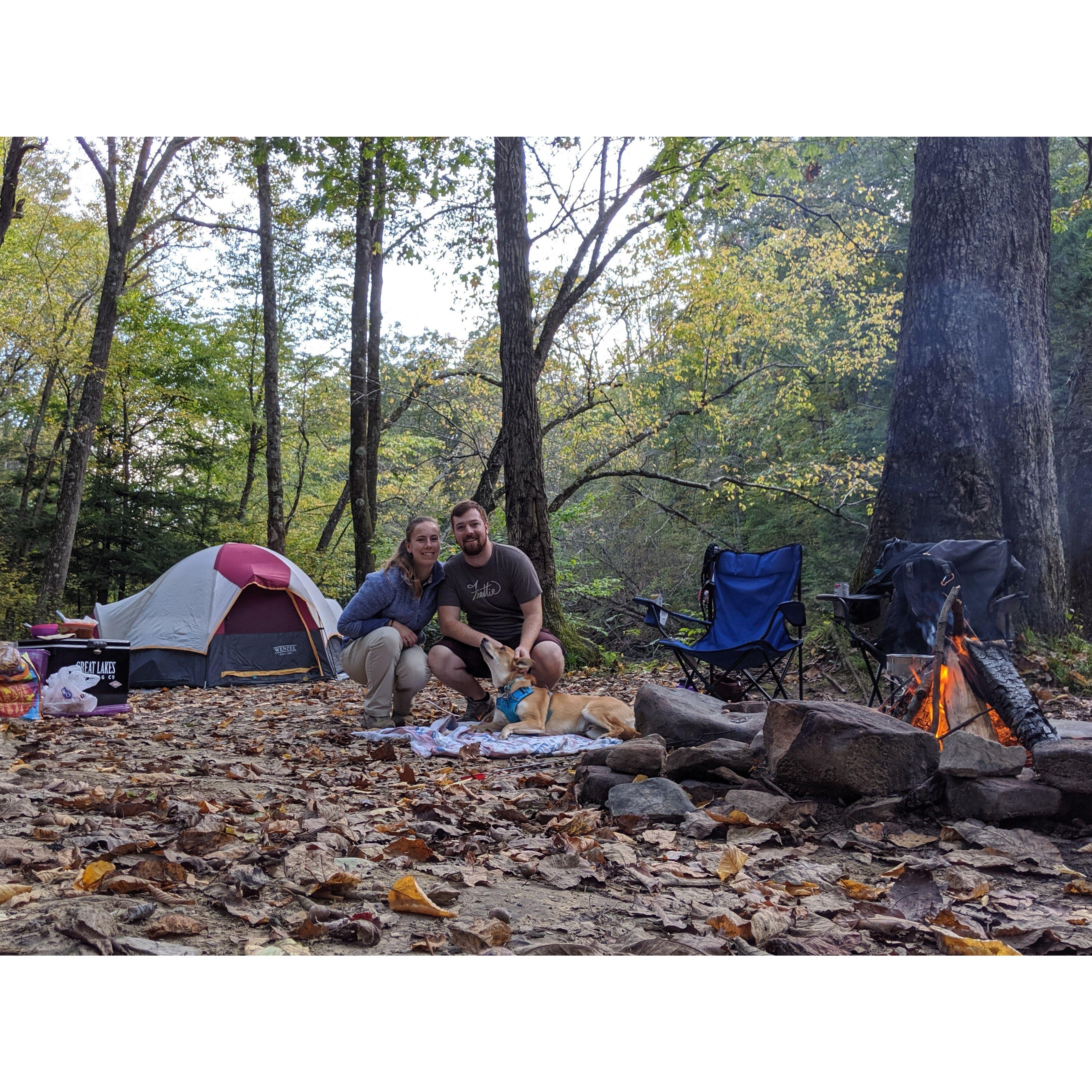 First camping trip with Bean to Allegheny National Forest, October 2019