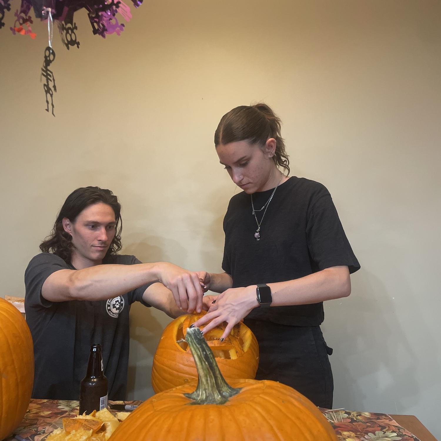 First time carving pumpkins together