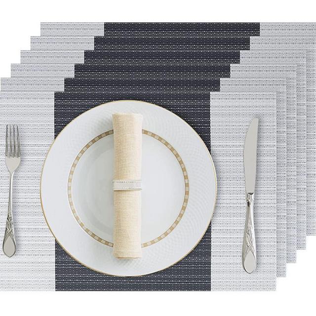 Placemats, FGSAEOR Placemats for Dining Table Set of 6, Heat Resistant Place Mats, Washable PVC Table Mats, Woven Vinyl Non-Slip Stain Resistant Kitchen Table Placemats, Easy to Clean
