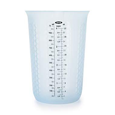 OXO Good Grips 4-Cup Squeeze & Pour Silicone Measuring Cup with Stay-Cool Pattern