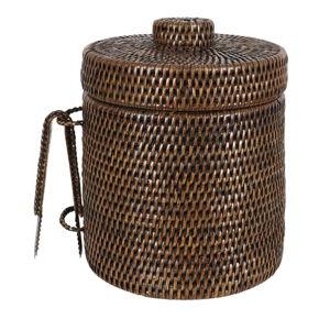 Rebecca Udall Rattan Ice Bucket with Tongs, Brown