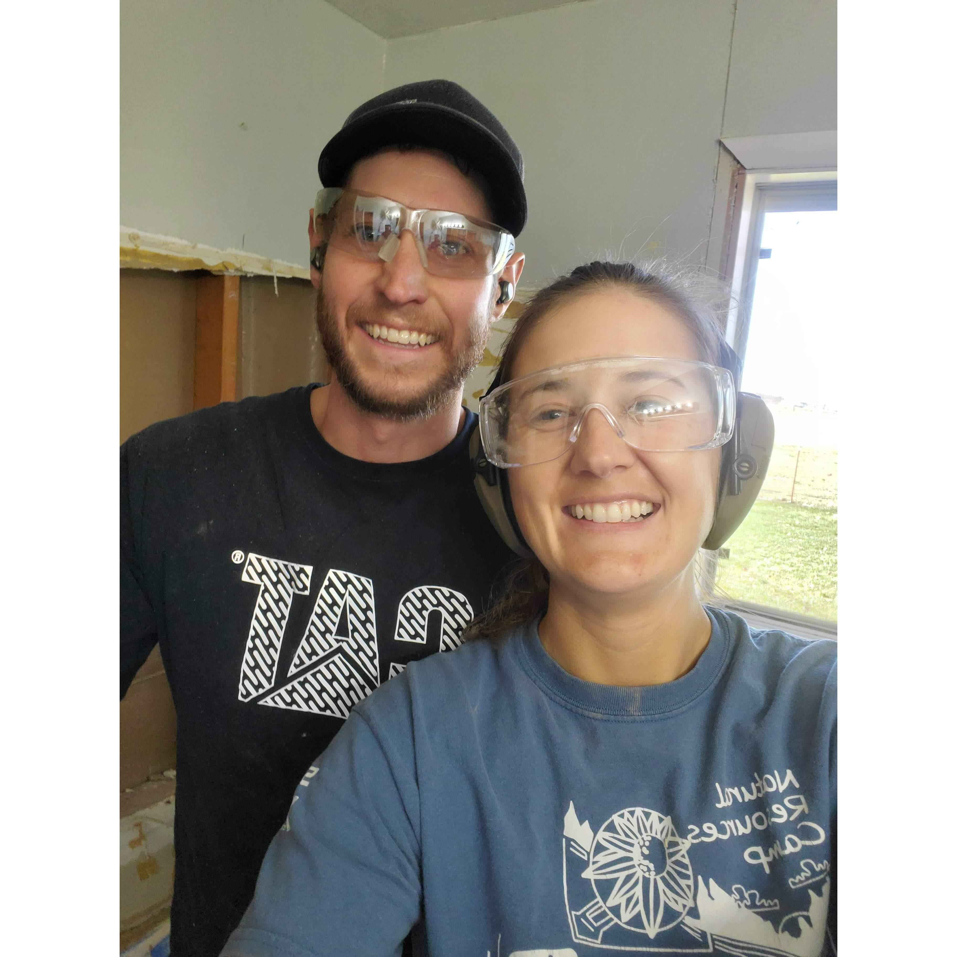 Our first home project together, re-doing my shower. It was a true test of patience.