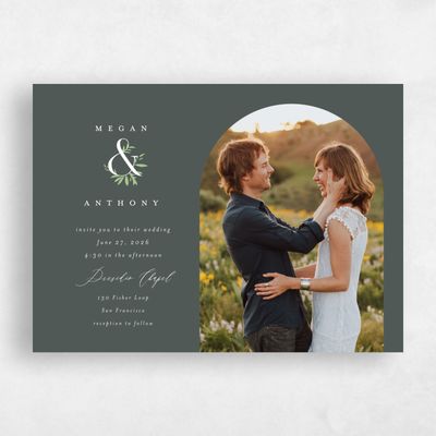 Dark Seaweed, Green Wedding Invitation - Jackson Arch