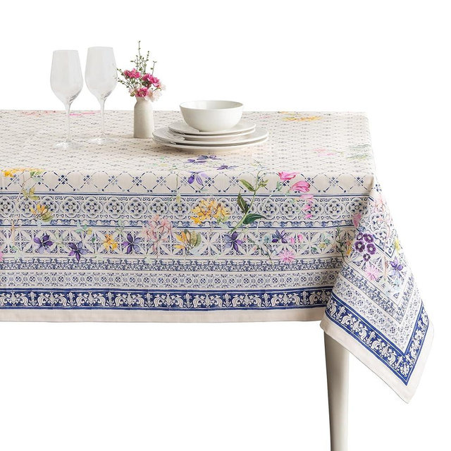 Maison d' Hermine Table Cloth Square Table 100% Cotton 60 x 60 Inches Tablecloth Reusable Decorative for Dining Kitchen Room Farmhouse Home Easter Decorations Spring Summer - Faience