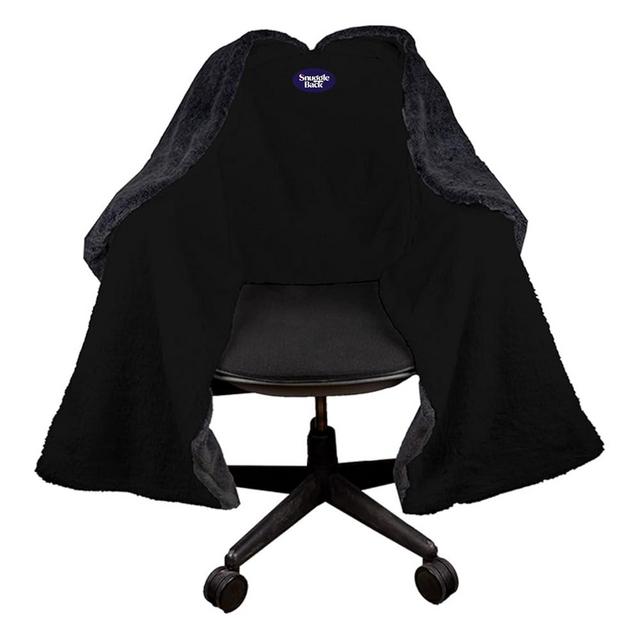 The Original Office Chair Blanket by SnuggleBack; Cozy Comfy Office Desk Chair Wrap Attaches for Convenient Heat and Hands-Free. Stay Warm In The Winter or Summer. Black Faux Fur with Sherpa Fleece