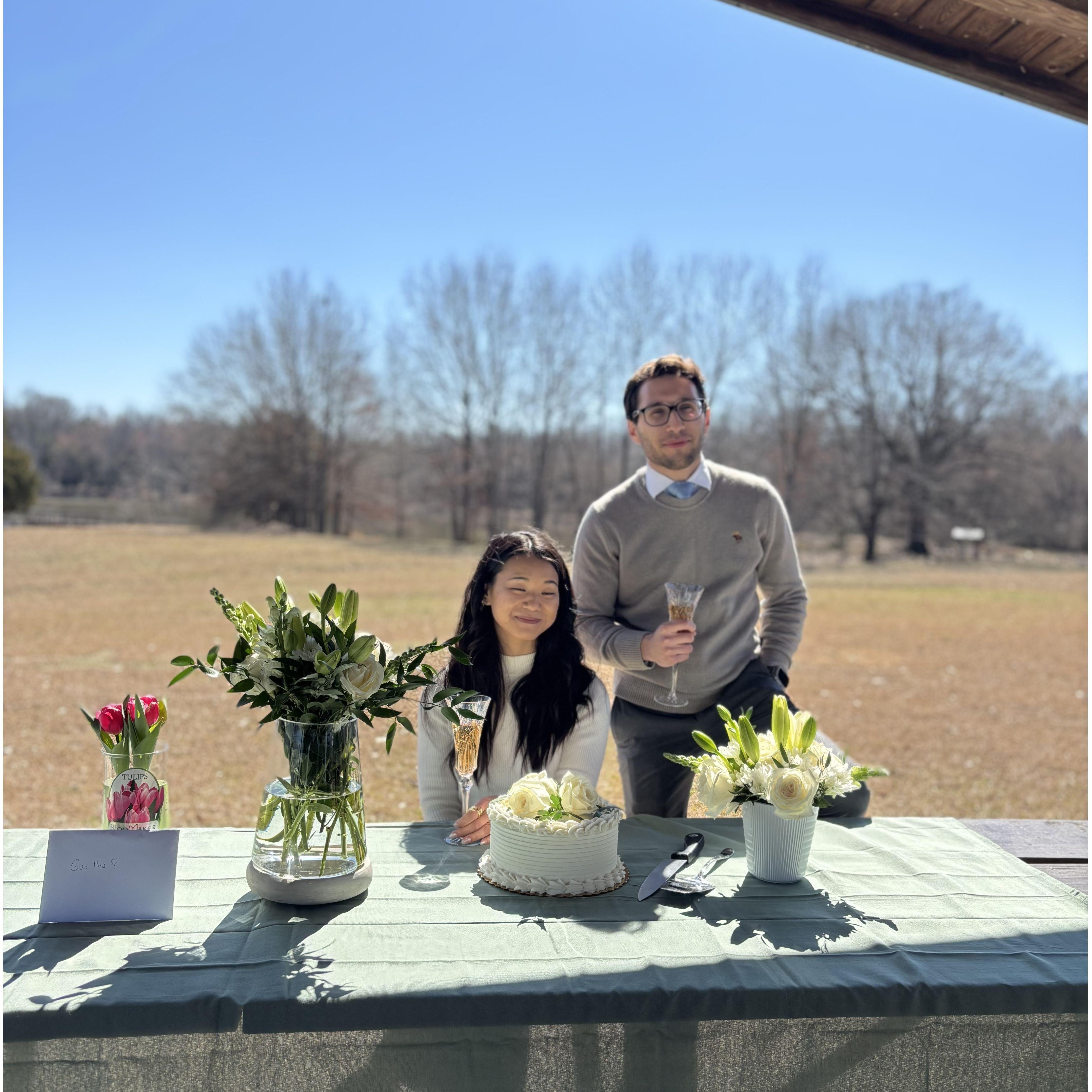 Signing our marriage license at Shelby Farms 2025