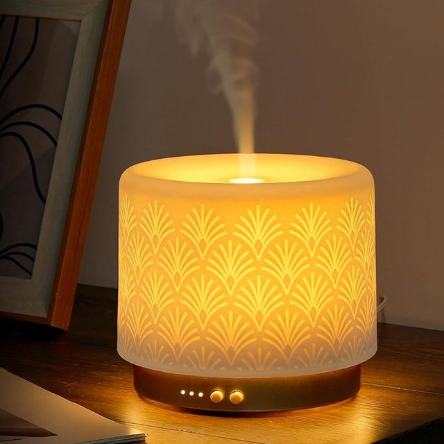 Onaboviva 280ml Essential Oil Diffuser – Ceramic Fragrance Diffusers for Essential Oil, Ultrasonic Cool Mist Aromatherapy Diffuser with Auto Shut-Off,Ideal for Home, Office, SPA, Yoga & Bedroom