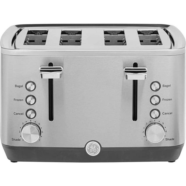 GE 4-Slice Toaster, Easy-to Use 1500 Watt Toaster with Pre-Set Controls for 7 Shade Settings, Bagels & Frozen Items, Extra-Wide Slots for Bread & Bagels, Stainless Steel, G9TMA4SSPSS