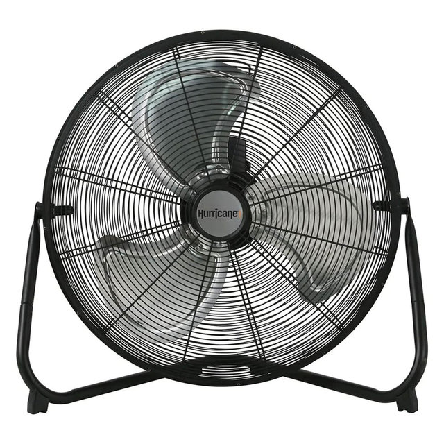 Hurricane Pro 20 Inch Aluminum High Velocity Heavy Duty Metal Floor Blade Fan with 3 Customizable Speed Settings and Adjustable Tilt, Black