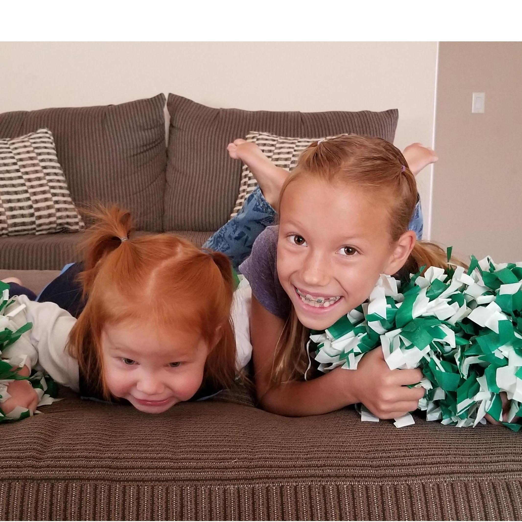 Emma and Trinity - Cheerleading practice - Summer 2018