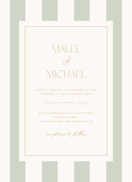 Cancun Portrait | Grassy Sage | Zola Wedding Invitations