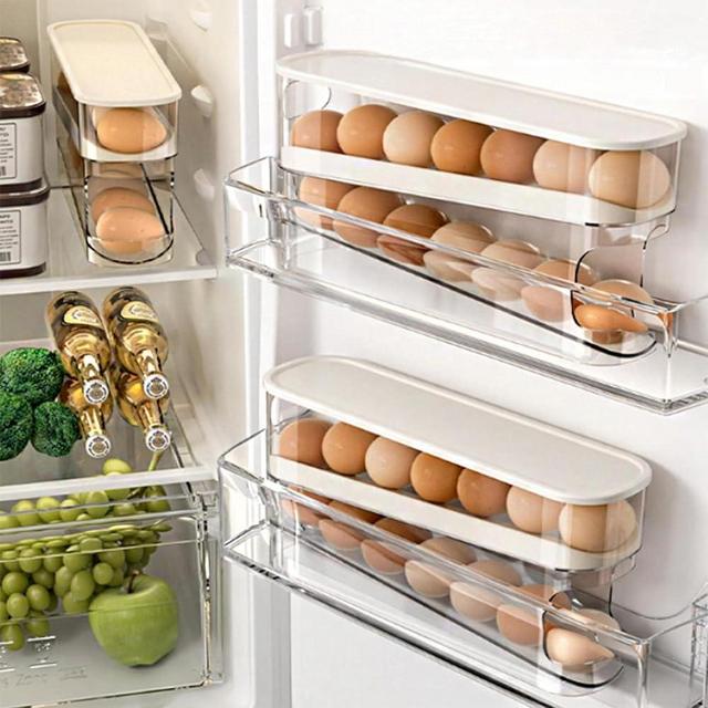 Erichbow Auto Rolling Fridge Egg Organizer, Space Saving Eggs Dispenser for Refrigerator Storager, Home Egg Holder