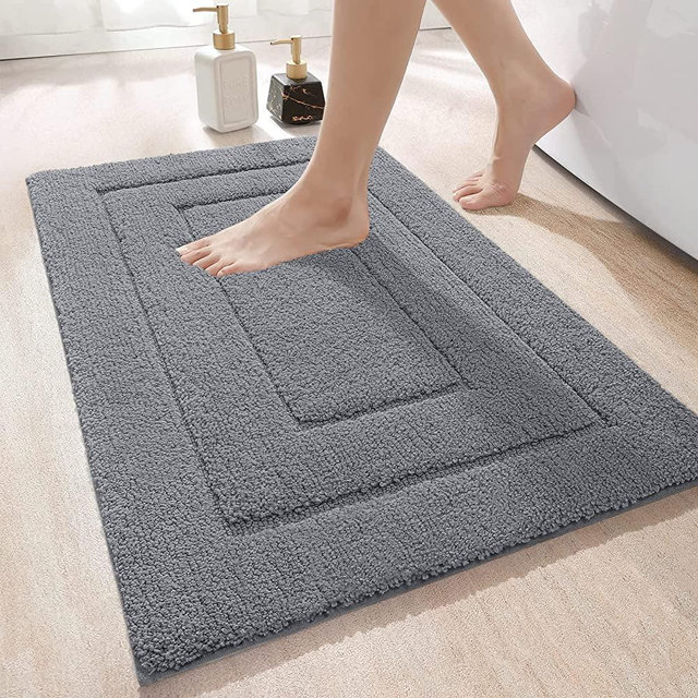 DEXI Bathroom Rug Mat, Extra Soft Absorbent Premium Bath Rug, Non-Slip Comfortable Bath Mat, Carpet for Tub, Shower, Bath Room, Machine Wash Dry, 16"x24", Grey