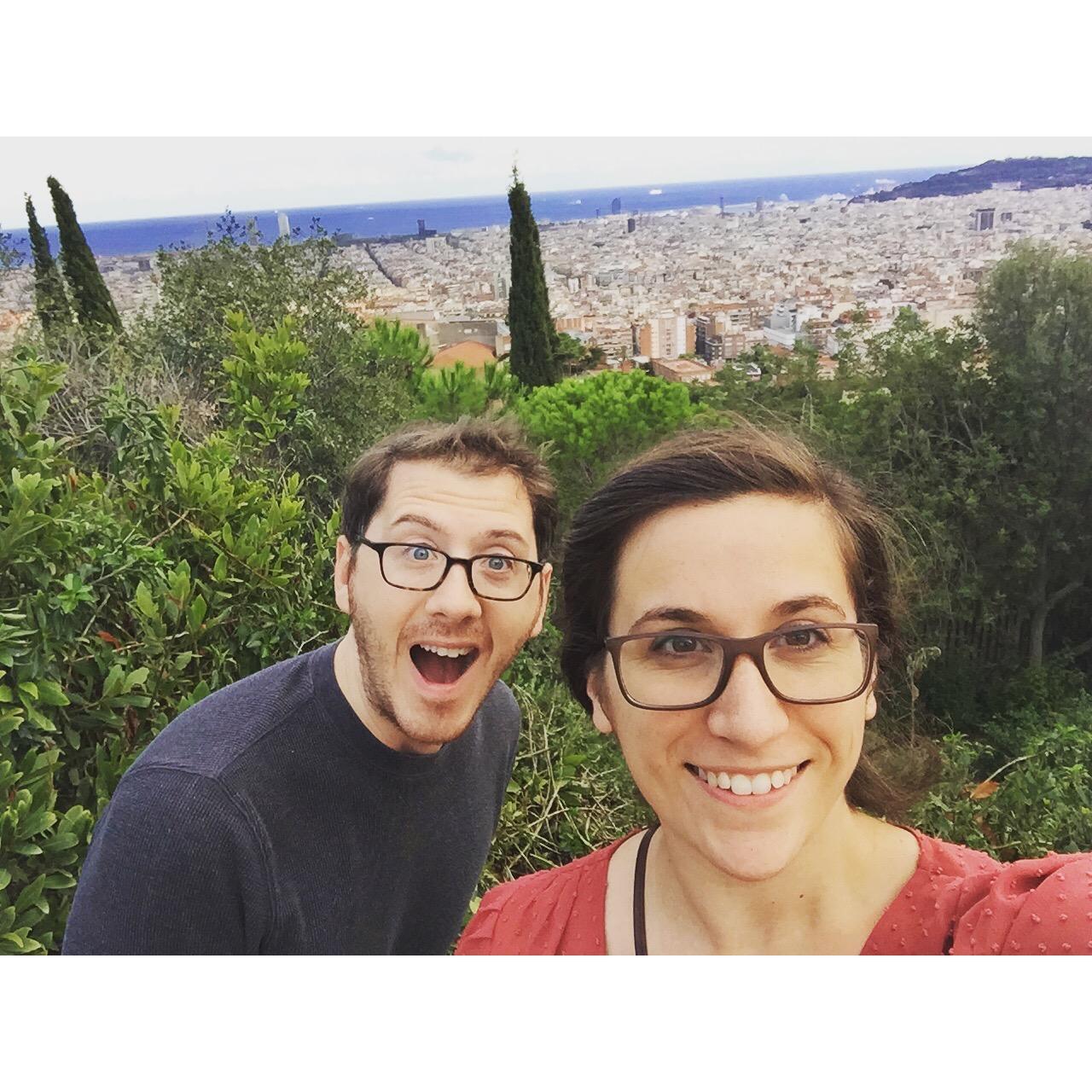 2017 Spain trip! After climbing the hills of Park Guell, we saw a magnificent view of Barcelona, and Tim made a lot of Gaudi puns.