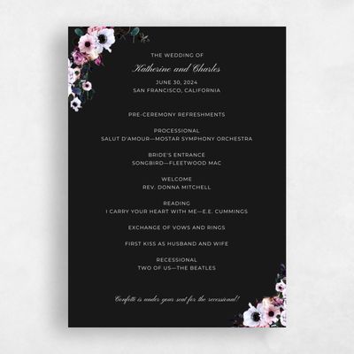 Black Wedding Program - Napa