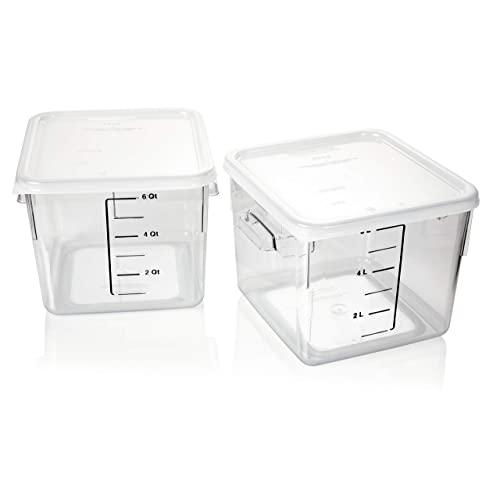 Rubbermaid Commercial Products 1815325 Carb-x Space Saving Square Food Storage Container, Plastic, Clear (Pack of 2)