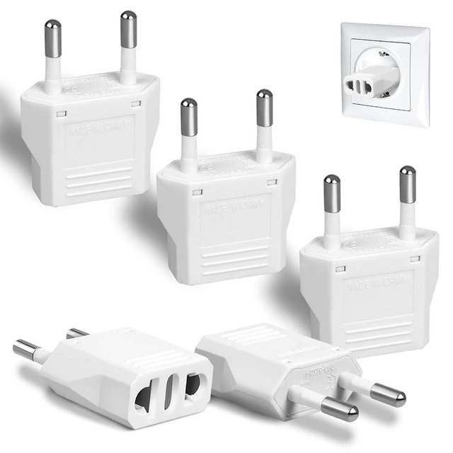 6 Pack European Plug Adapter, US to Europe Plug Adapter, European Adapter Type C, Travel Adapter Europe, European Outlet Wall Plug Adapter Power Converter (White)