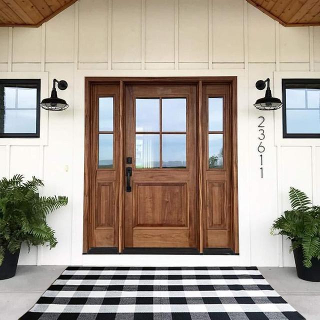 Buffalo Plaid Check Rug - 35.4''x59'' Cotton Hand-Woven Indoor/Outdoor Area Rugs for Layered Door Mats Washable Carpet for Porch/Kitchen/Farmhouse Black and White