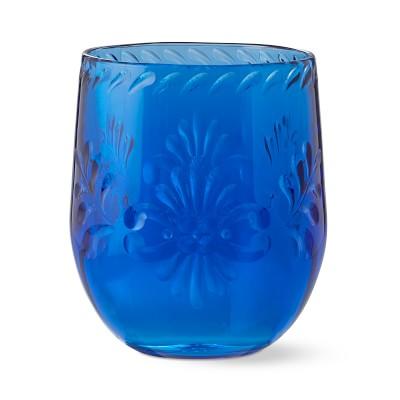 6 Sonora Outdoor Stemless Wine Glasses, Cobalt