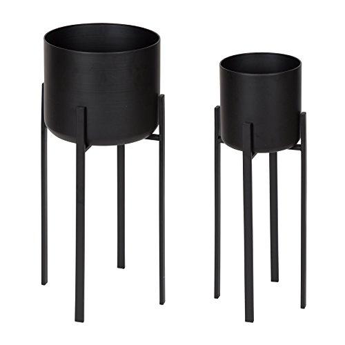 Kate and Laurel Gabi Metal Plant Stand Set, 2 Piece, Black
