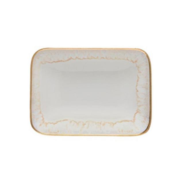 Casafina Taormina Stoneware Soap Dish, White and Gold