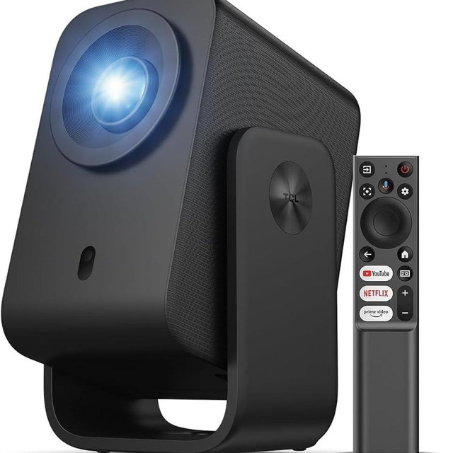 TCL C1 Smart Projector 4K Support, Compatible with Google TV, WiFi and Bluetooth, Auto Focus/Keystone, 1080P HDR10, Dolby Audio, 285° Rotation Mini Projector for Bedroom/Home Theater/Outdoor