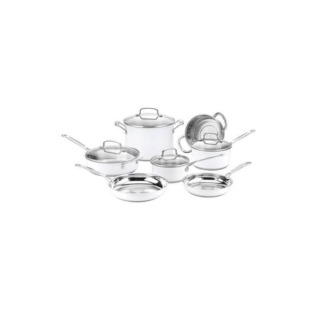 Cuisinart Chef's Classic 11pc Stainless Steel Series White Cookware Set - CSMW-11G