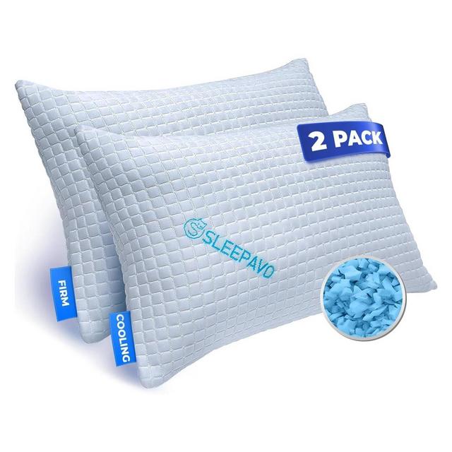 Sleepavo Adjustable Shredded Memory Foam Pillows Queen Size Set of 2 - Extra Soft Cooling Bed Pillows for Sleeping - Comfy Cool - 2 Pack Pillow