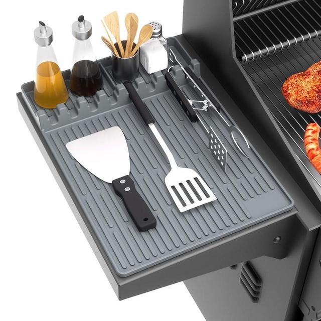 Snuggery Silicone Griddle Tool Mat for Blackstone, 16"x11.5" Easy to Clean Heat Resistant Non-Stick Antislip Spatula Mat Griddle Accessories for Outdoor Grill BBQ Cooking Kitchen Counter (Gray)