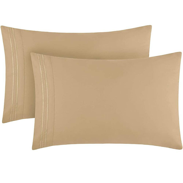 Mellanni Luxury Pillowcase Set - Brushed Microfiber 1800 Bedding - Wrinkle, Fade, Stain Resistant (Set of 2 Standard/Queen Size 20"x30", Beige)