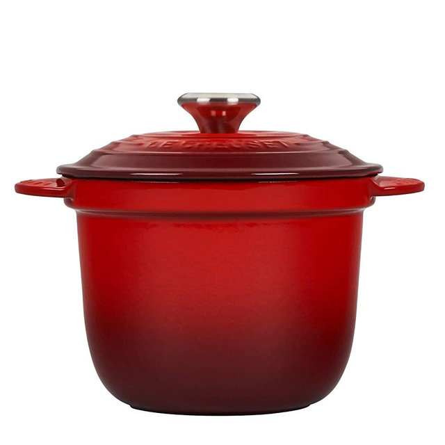 Le Creuset Enameled Cast Iron Rice Pot with SS Knob & Stoneware Insert, 2.25 qt., Cerise