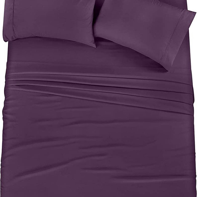 Utopia Bedding King Bed Sheets Set - 4 Piece Bedding - Brushed Microfiber - Shrinkage and Fade Resistant - Easy Care (King, Purple)