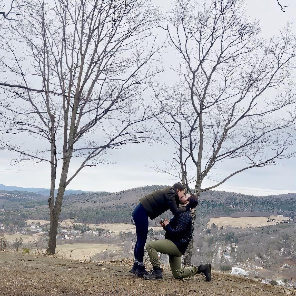 Our proposal on the top of Mt Tom in Woodstock, VT. The perfect day, just the two of us!
