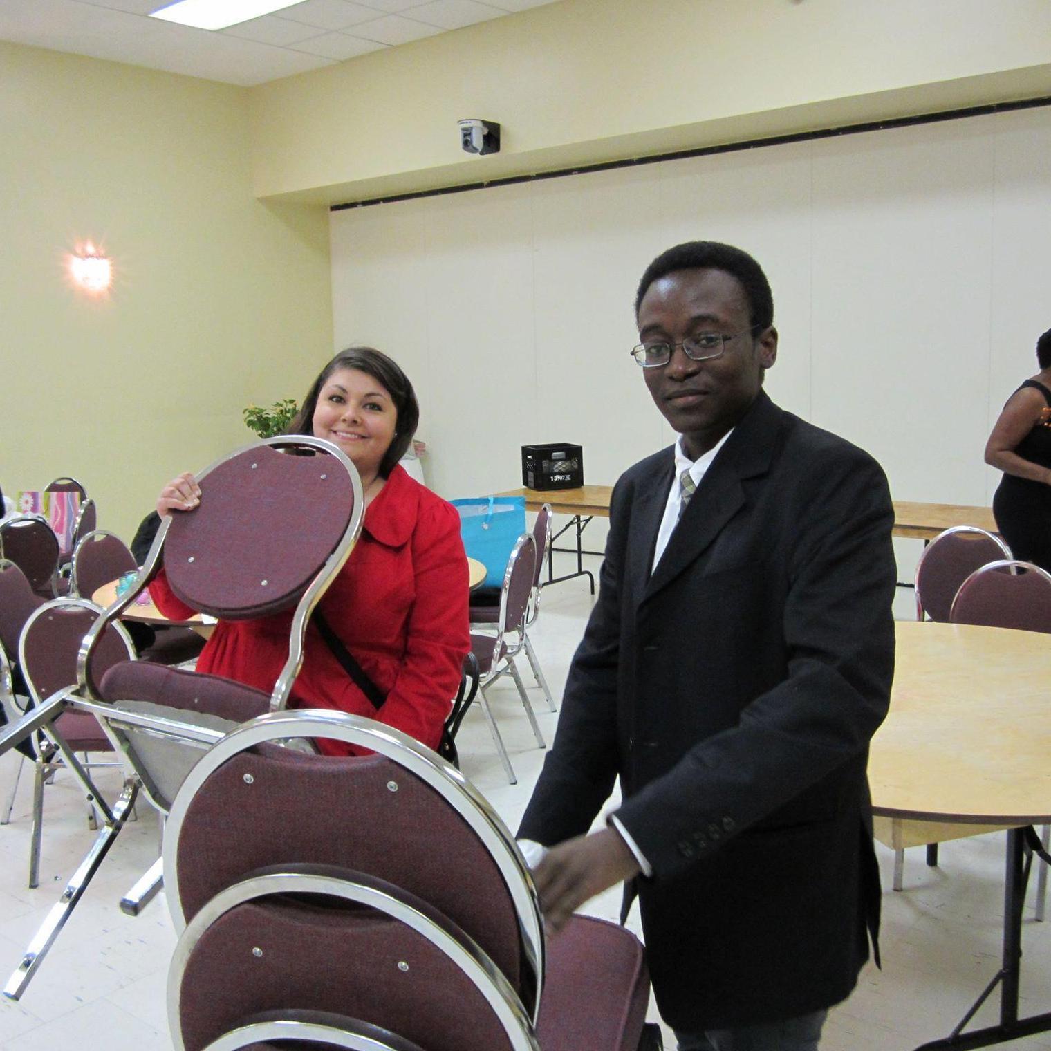 Cleaning up after a Sickle Cell Association of Ontario event in Toronto.