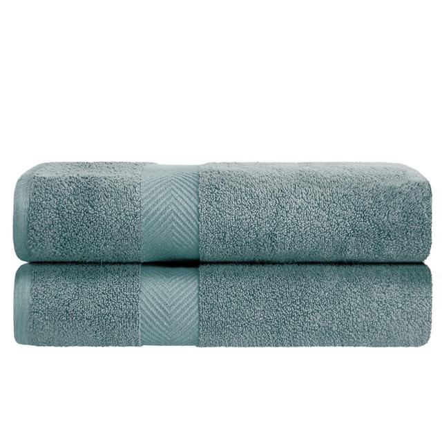Contemporary Quick-Drying Zero-Twist Cotton 2-Piece Bath Sheet Set, Jade - Blue Nile Mills