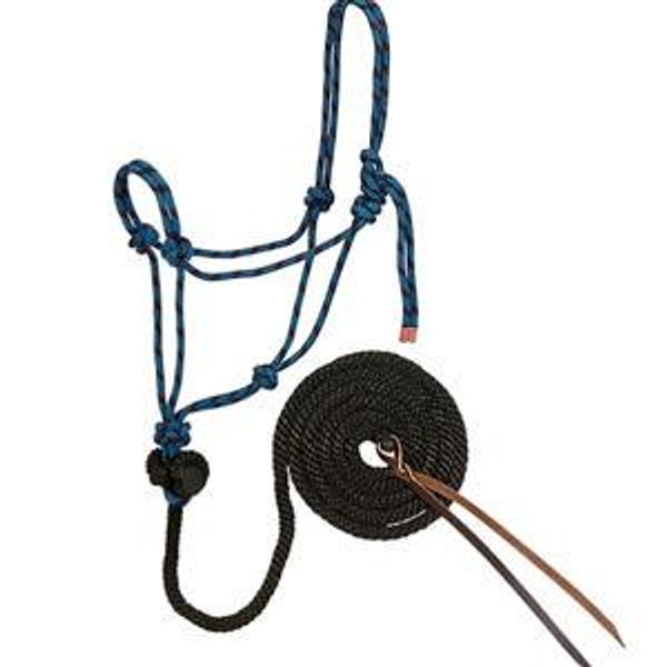 Weaver Equine Diamond Braid Rope Horse Halter with 10 ft. Lead, 3/8 in. Rope - Black,One Size Fits Most