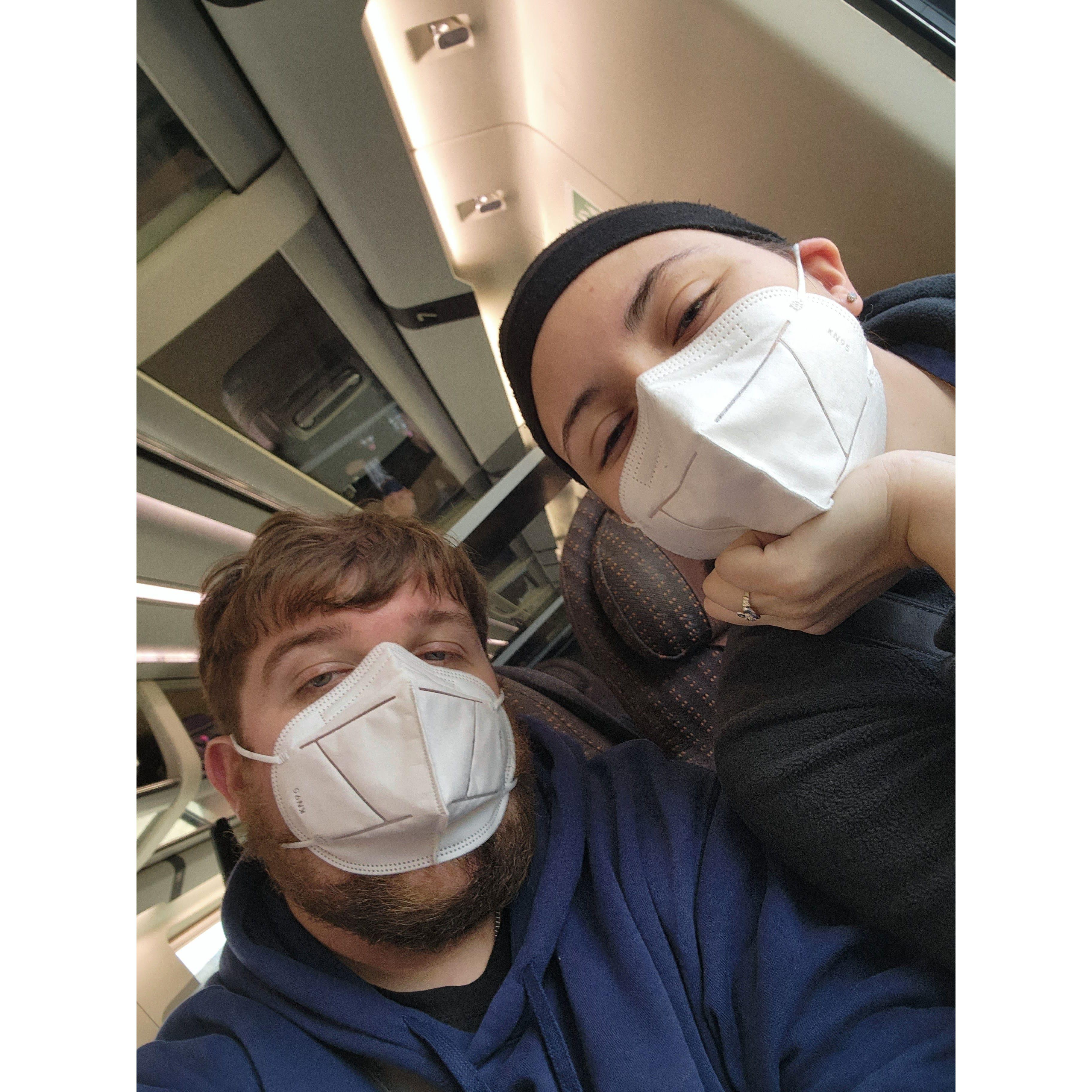 We survived a 3 hour commuter train ride, marriage should be easy!