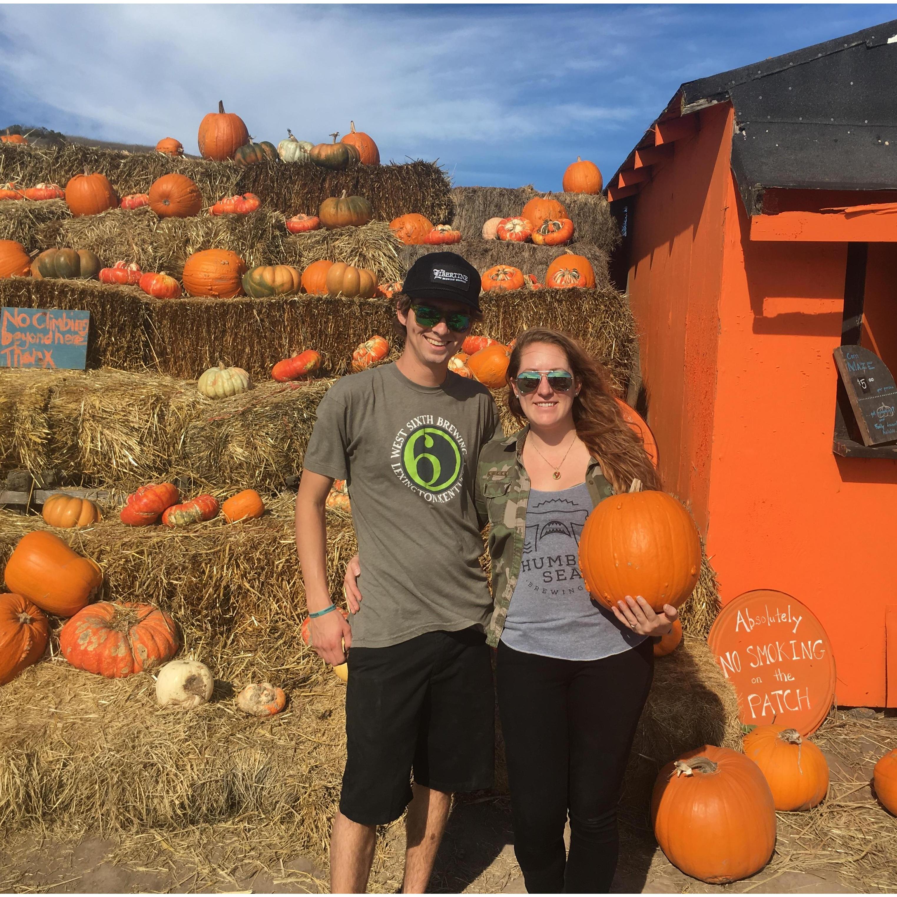 Picking out pumpkins at our favorite farm