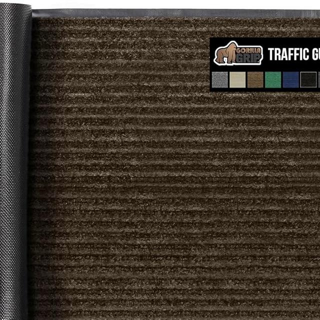 Gorilla Grip Traffic Guard Door Mat, 60x36, Heavy Duty Welcome Mats, Commercial Office Space Doormat, Waterproof, Fade Resistant, Strong Rubber Backing, Low Profile, Shoe and Boot Scraper, Brown