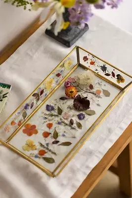 Pressed Floral Glass Tray