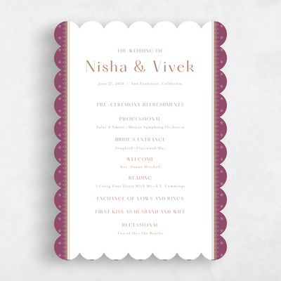 Purple Scalloped Wedding Program - Pyaar