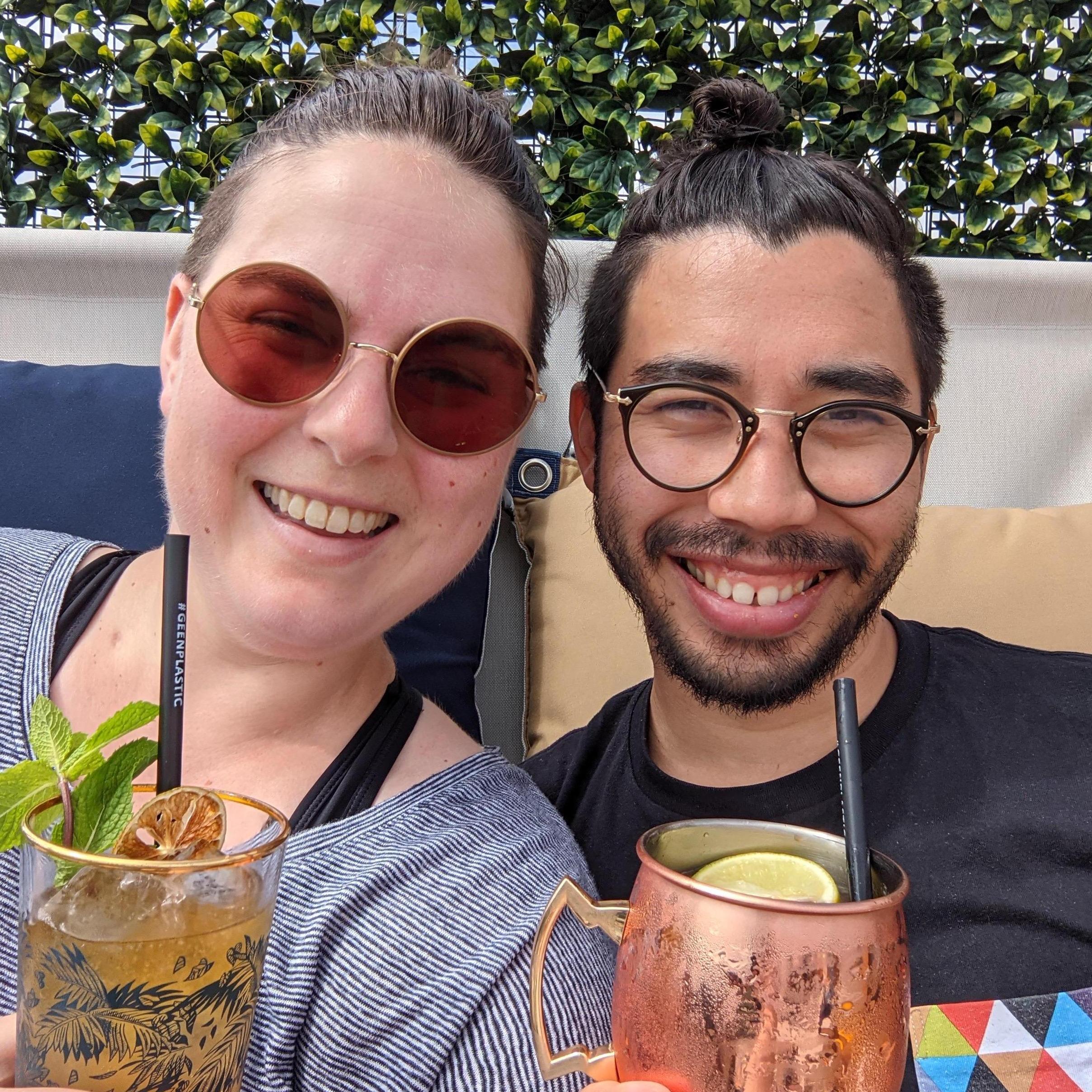 Delicious rooftop drinks after completing the Doloris Meta Maze in Tilburg in August.