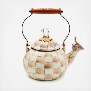 Mocha Check Whistling Tea Kettle