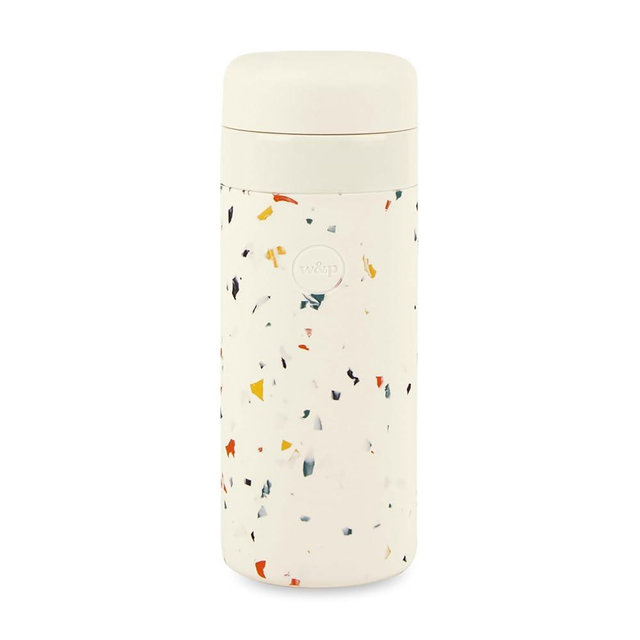 W&P Porter Insulated Bottle 16 oz | Clean Taste Ceramic Coating for Water, Coffee, & Tea | Wide Mouth Vacuum Insulated | Dishwasher Safe, Cream Terrazzo