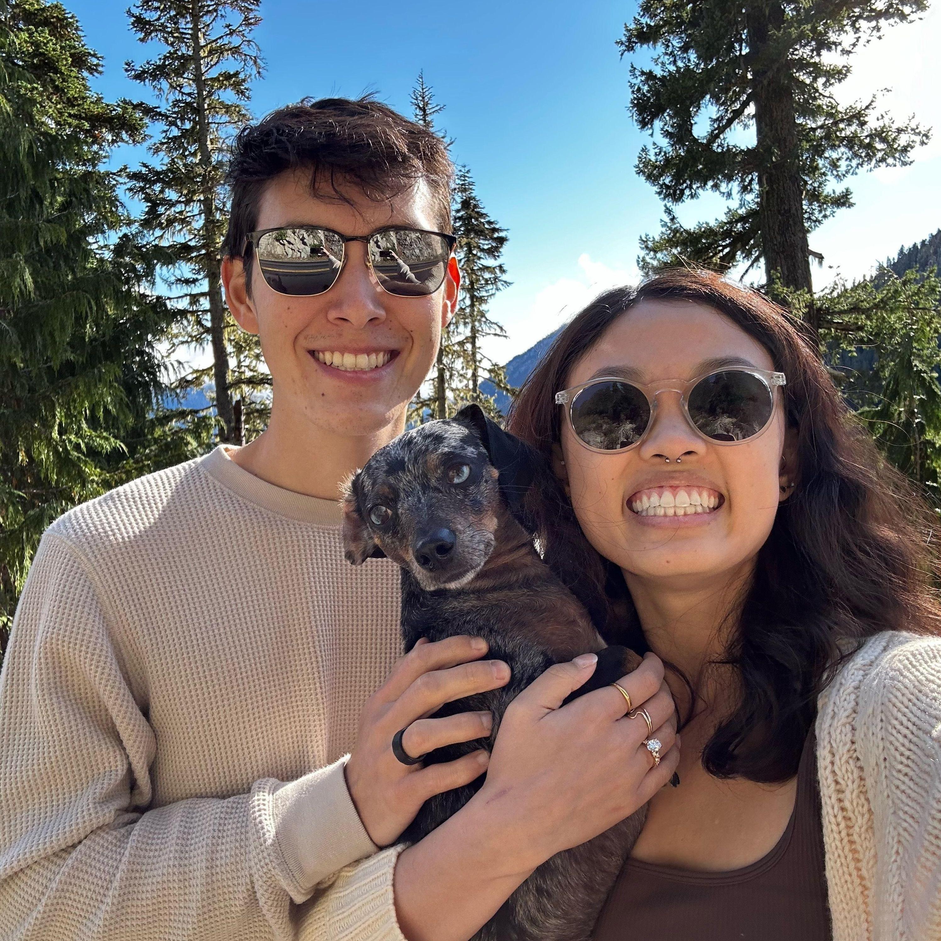 Family celebrating on the way back from Mt. Rainier.