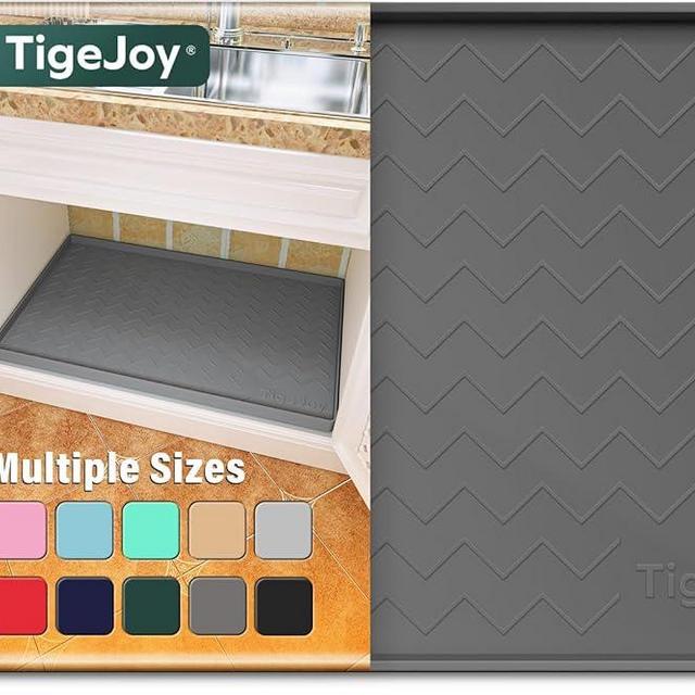 TigeJoy Waterproof Mat for Under Sink 34" x 22" - Various Sizes Fit for Bathroom and Kitchen Cabinets - Easy to Clean, Durable Under Shelf Liner, Non-slip Surface, Eco-Friendly Material Drip Tray